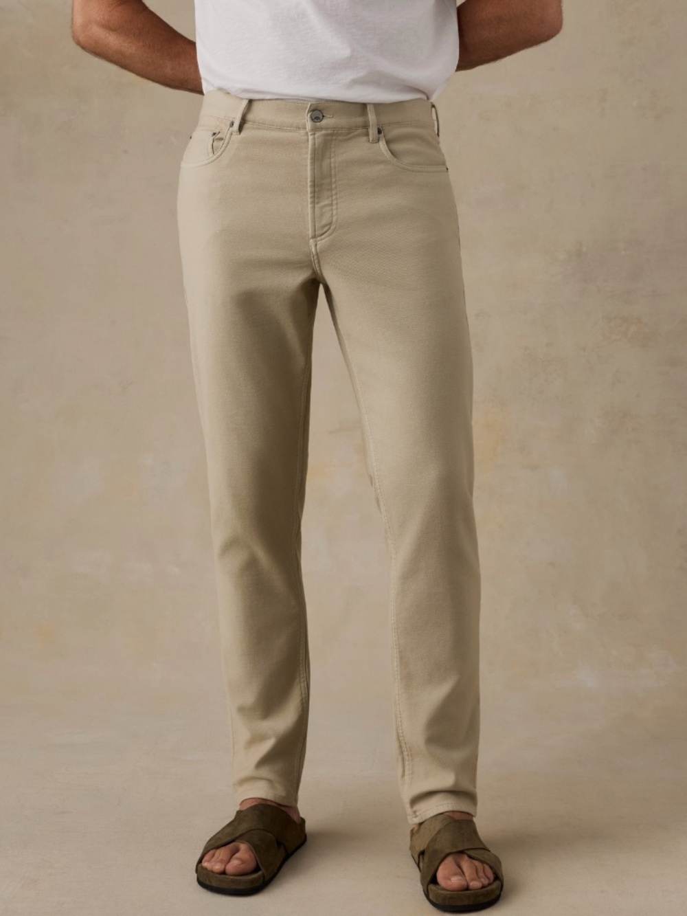 Faherty Stretch Terry 5-Pocket Straight Pant Stone Slim Size 31
